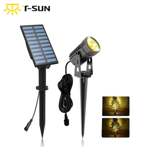 T-SUN LED Landscape Solar Spotlights Waterproof Outdoor Solar Lights Auto ON/OFF Solar Wall Lights for Garden Driveway Pathway