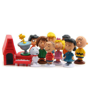 12PCS Japan Cartoon Peanuts Snoopy Charlie Sally Woodstock Mini Figure Model Toys Miniature Cake People Collection Props