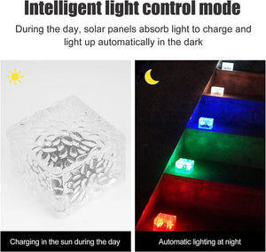 Solar Garden Lights Outdoor Paver Square Brick Ice Cube Sunlight Patio Walkway Pathway Step Solar Lamp Christmas Holiday Decor