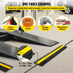 VEVOR Modular Rubber Speed Bump 1 Channel Driveway Cable Protector Ramp Wire Cover Cord Guard for Parking Lot Warehouses Traffic