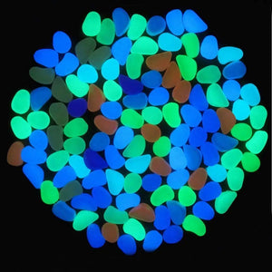 200/50pcs Luminous Stones Glow in The Dark Garden Pebbles Rocks for Home Outdoor Walkways Garden Path Patio Lawn Yard Fish Tank