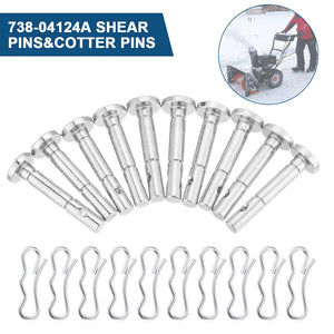 20pc 738-04124A Shear Pins & Cotter Pins For Snowblowers Set Snow Blower Replacement Outdoor Garden Snow Blowers Parts