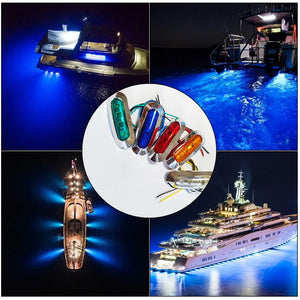 4x Marine Boat LED Courtesy Lights Cabin Deck Walkway Stair Light White Blue 12V 24V LED Tail Lamp Yacht Accessories Waterproof