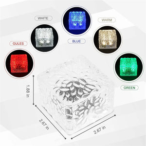 Solar Garden Lights Outdoor Paver Square Brick Ice Cube Sunlight Patio Walkway Pathway Step Solar Lamp Christmas Holiday Decor