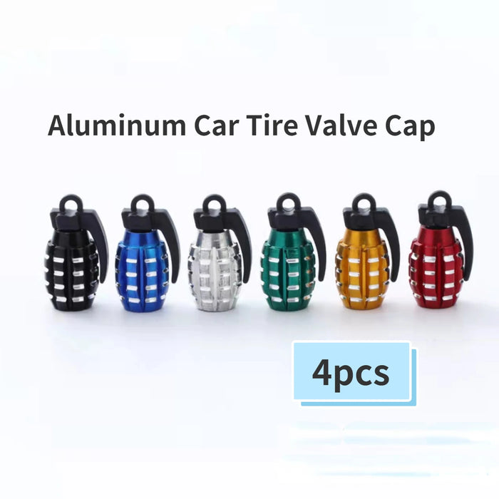 4pcs Aluminum Car Tire Valve Cap Grenade Alloy Tyre Valve Stem Cover Air Dust Cap Tire Valve Truck Bike Wheel Rim Valve Stem Cap