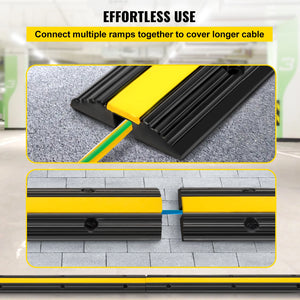 VEVOR Modular Rubber Speed Bump 1 Channel Driveway Cable Protector Ramp Wire Cover Cord Guard for Parking Lot Warehouses Traffic