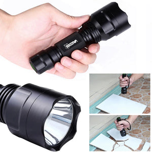 350LM 600-800 Yards Range C8 Green LED Hunting Flashlight Tactical 1-Mode Torch USB Rechargeable Lantern Power by 18650 Battery