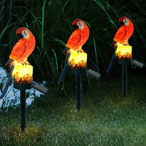 Solar Garden Stake Lights Resin Parrot Solar Lights Outdoor Statues IP65 Waterproof LED Decorative Lights for Walkway Lawn Owl