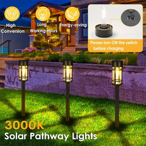 2pcs Solar Pathway Lights LED Solar Lights Outdoor Waterproof Glass Solar Garden Lights Landscape Lighting for Yard Lawn Walkway