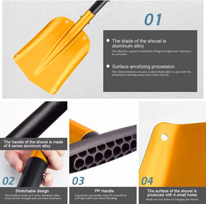 Retractable Outdoor Snow Shovel Aluminum alloy Ice Shovel Winter Snow Remover Tool Camping Garden Folding Shovel Survival Tools