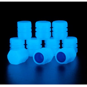 Luminous Tire Valve Caps Motorcycle Bike Wheel Nozzle Dustproof Tyre Valve Stem Fluorescent Night Glowing Decor Car Accessories