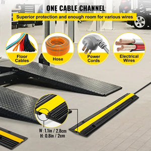 VEVOR Cable Protector Modular Rubber Speed Bump 4PCS 1 Channel Driveway Ramp Wire Cover Cord Guard for Parking Lot Warehouses