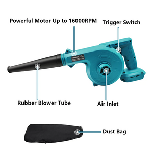 Adjustable Cordless Leaf Blower Electric Air Blower Computer Dust Collector Snow Blowing Garden Tool Fit Makita 18V Battery