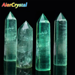 Natural Green Fluorite Point Crystal Healing Stone Natural Green Quartz Room Decor Reiki Polished Obelisk Carved Crafts 40-80mm