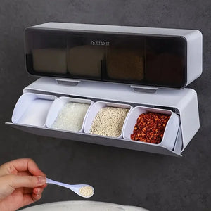 4 In 1 Seasoning Box Spice Seasoning Storage Box for Kitchen Accessories Sugar Salt Spices Container Organizer Kitchen Utensils