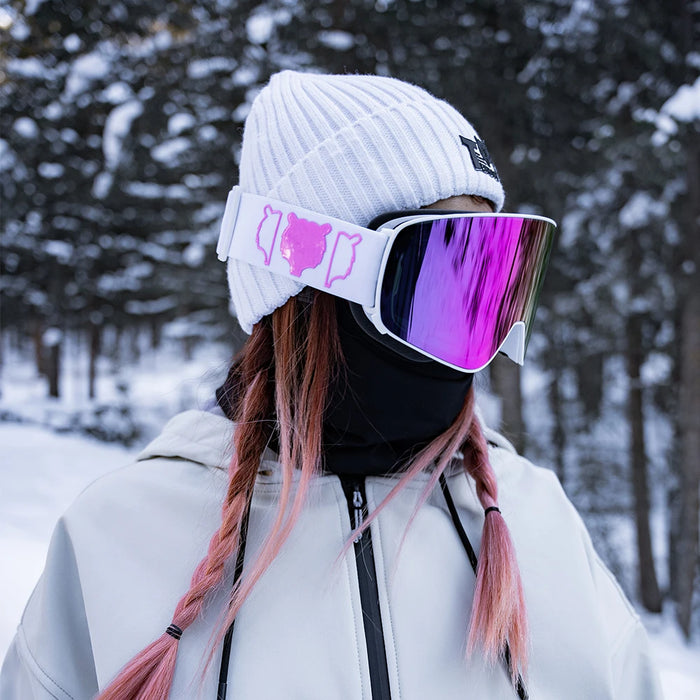 TERROR Magnetic ski glasse Men Double Layer Anti Fog Women  Goggles Removable Myopia Goggles Cylindrical Protective Snow Goggles