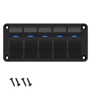 5 Gang Rocker Switch Panel 12V 24V Led Light Bar SPST ON OFF Waterproof for Car Boat Marine ATV Snow Plow