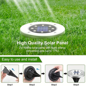 2Pack Solar Ground Light Stainless Steel Outdoor LED Solar Lamp Pathway Yard Deck Lawn Patio Waterproof Bright In-Ground Light