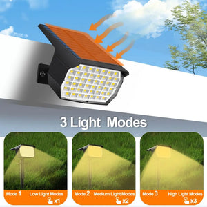 Solar Landscape SpotLights Outdoor 46/48 LEDs Solar Powered Wall Lights 3 Modes Waterproof 2-in-1 Garden Yard Driveway Walkway