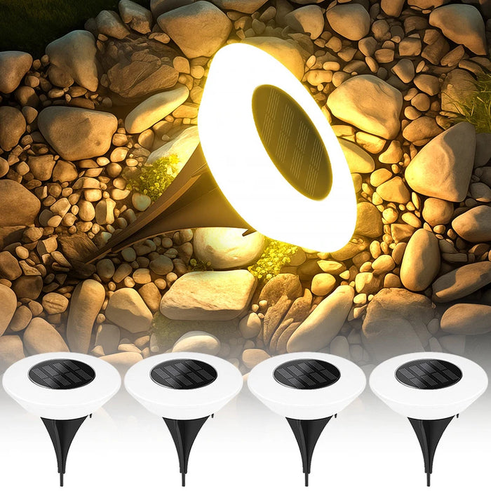 4Pack Solar Lights Outdoors,360° LED Floor Lamp,IP65 Waterproof with On/Off for Garden,Yard,Backyard,Driveway,Lawn Room Decor