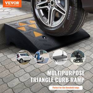 VEVOR 1/2 Pack Rubber Curb Ramp Rise Heavy Duty Threshold Driveway Ramps with Stable Structure for Car Wheelchairs Motorcycles