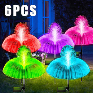 Outdoor LED Solar Pathway Lights Waterproof Jellyfish Decoration Garden Lawn Lights 7Color Change Yard Walkway Patio Solar Lamp