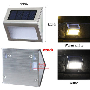 Solar Powered Deck Lights Waterproof Light Stainless Steel Security Wall Lamps for Step Walkway Patio Garden Pathway