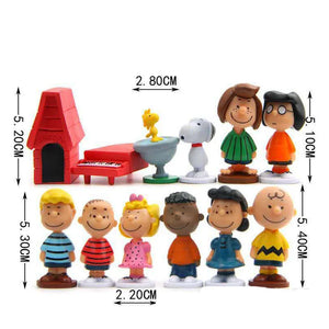 12PCS Japan Cartoon Peanuts Snoopy Charlie Sally Woodstock Mini Figure Model Toys Miniature Cake People Collection Props