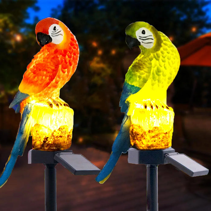 Solar Garden Stake Lights Resin Parrot Solar Lights Outdoor Statues IP65 Waterproof LED Decorative Lights for Walkway Lawn Owl