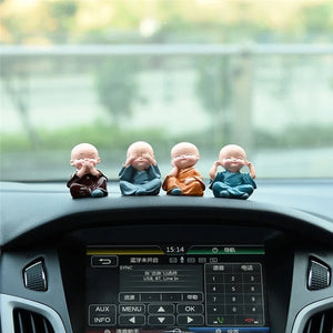 4Pcs Resin Crafts Gift Lovely Little Monk Sculptures Cute Monks Buddha Statues Creative Buddha Dolls Table Car Decoration