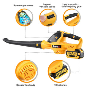 20V Electric Blower Speed Adjustable Powerful 5000W Cordless Leaf Blower Household Blowing Dust Blowing Snow Power Tools