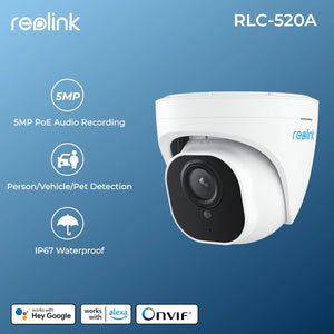 Reolink Smart Security Camera 5MP PoE Outdoor Infrared Night Vision IP Cam Person/Vehicle Detection Surveillance Camera RLC-520A