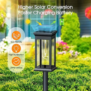 LED Solar Outdoor Pathway Lights Tungsten Filament Bulb Solar Path Walkway Lighting Waterproof Landscape Yard Lawn Driveway