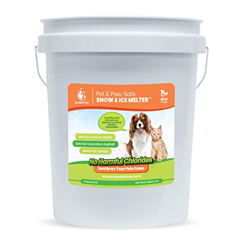 All About Pets Snow and Ice Melt - Gentle on Your Pets Paws and Made with No Toxic Chlorides or Painful Rock Salt Safe for Dogs & Cats - 15 lb Bucket