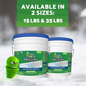 Green Gobbler 93% Pure Calcium Chloride Snow & Ice Melt Pellets | Effective at -40° | 35 lb Pail | Concrete Safe Ice Melt